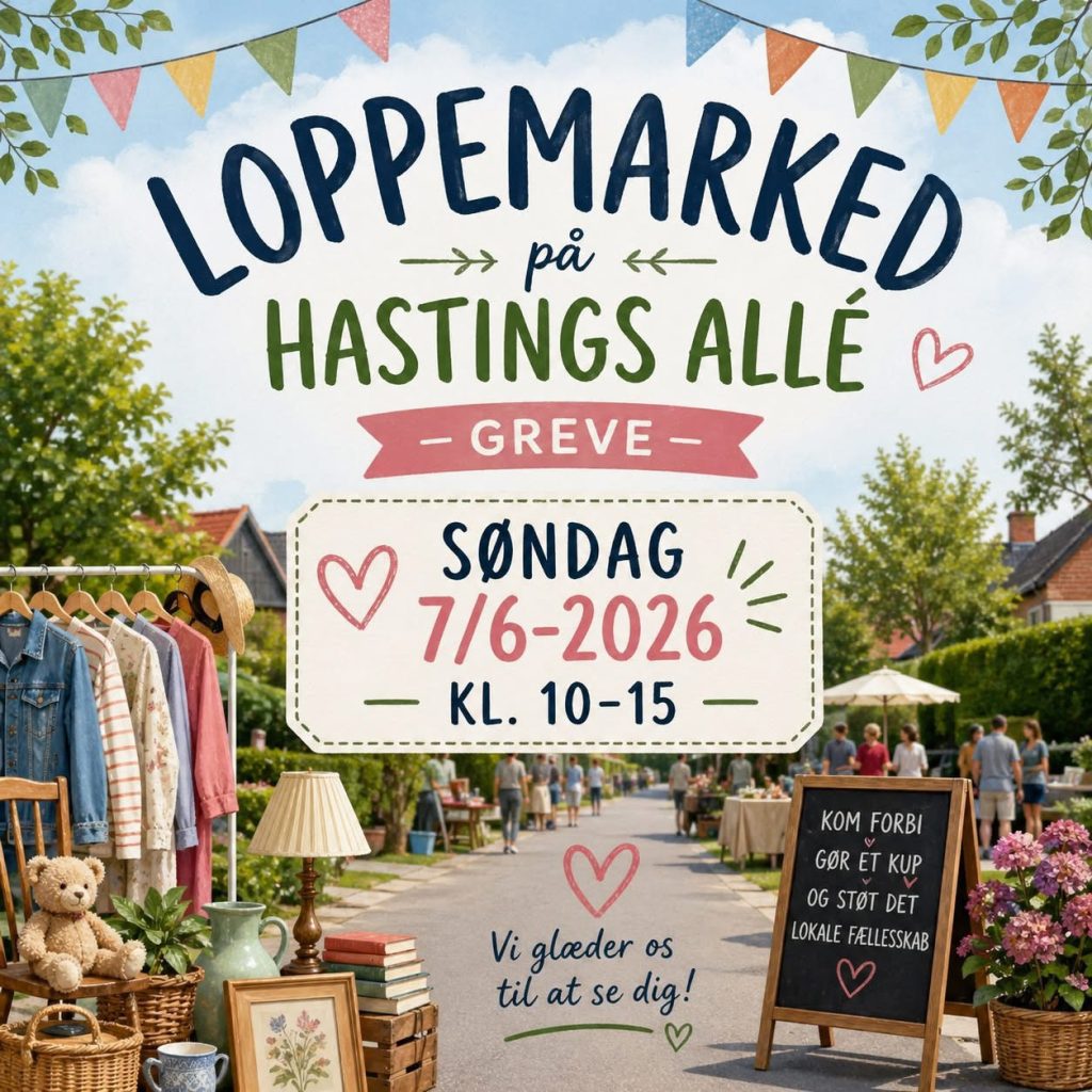 Vejloppemarked på Hastings Allé i Greve